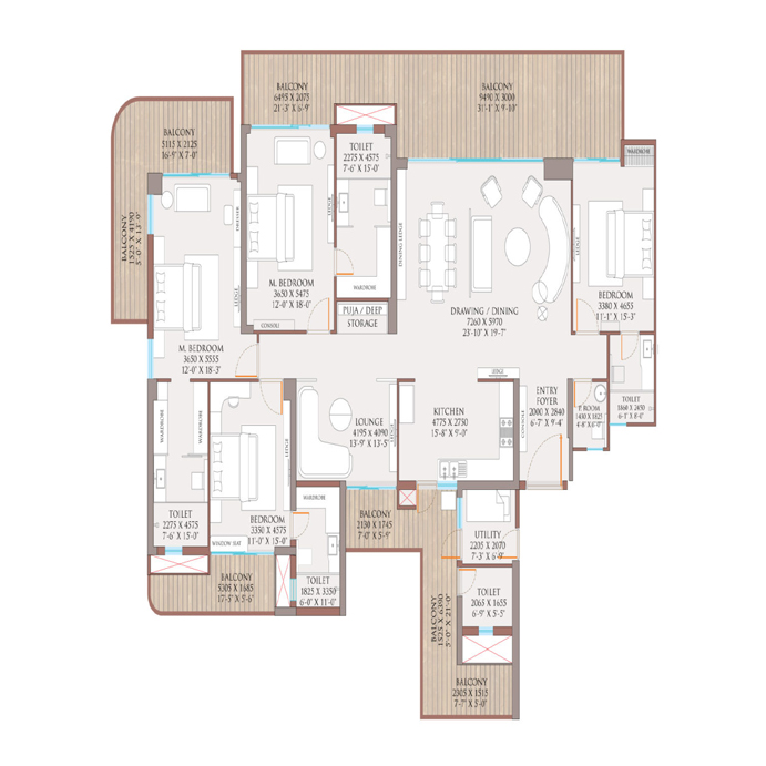 >County Sector 151 Noida 3BHK Layout